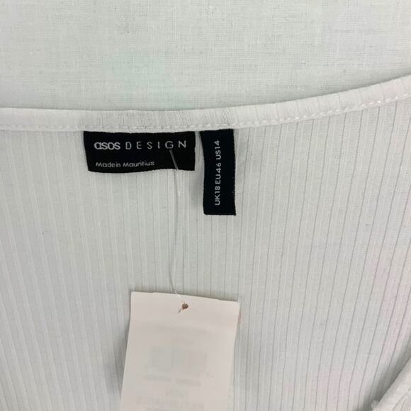 ASOS Design Hourglass Square Neck Rib Top White Plus Size 14 NWOT - Picture 4 of 9